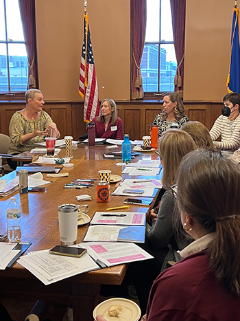 Gail Zeamer briefs advocates during 2023 State Advocacy Day
